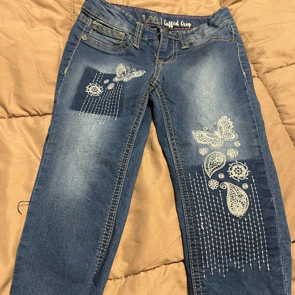 Lee Cuff Crop Denim Little Girls Jeans Size 5 Capris